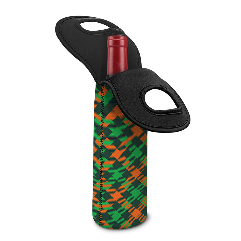 Irish Saint Patrick's Day Plaid Print Single Neoprene Wine Tote