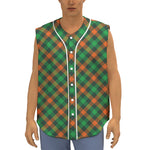 Irish Saint Patrick's Day Plaid Print Sleeveless Baseball Jersey