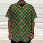 Irish Saint Patrick's Day Plaid Print Textured Short Sleeve Shirt