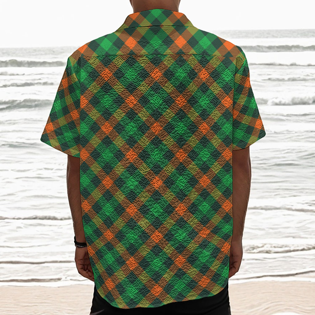 Irish Saint Patrick's Day Plaid Print Textured Short Sleeve Shirt