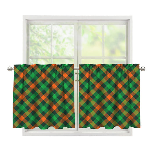 Irish Saint Patrick's Day Plaid Print Tier Curtains