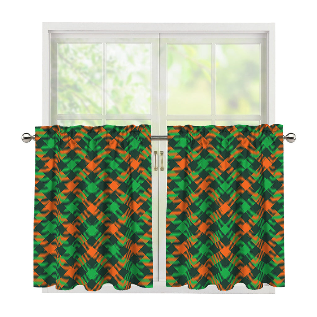 Irish Saint Patrick's Day Plaid Print Tier Curtains