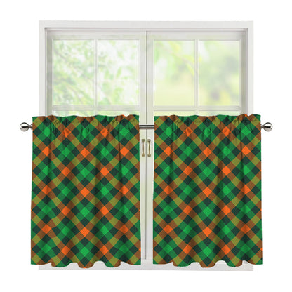 Irish Saint Patrick's Day Plaid Print Tier Curtains