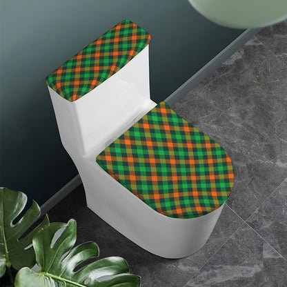 Irish Saint Patrick's Day Plaid Print Toilet Lid And Tank Cover Set