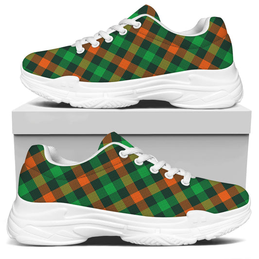 Irish Saint Patrick's Day Plaid Print White Chunky Shoes