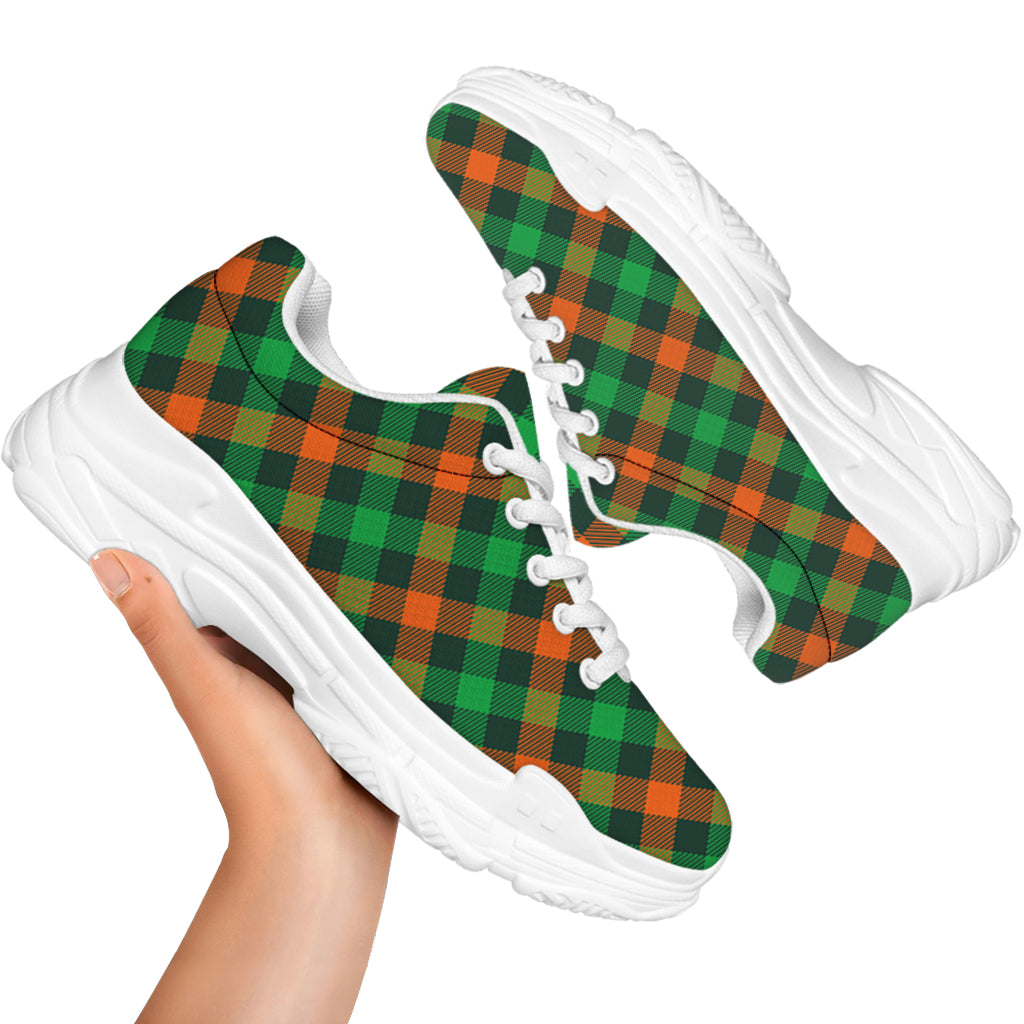 Irish Saint Patrick's Day Plaid Print White Chunky Shoes