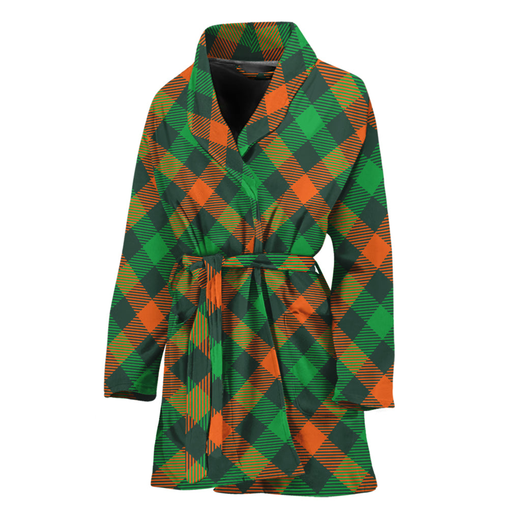 Irish Saint Patrick's Day Plaid Print Women's Bathrobe
