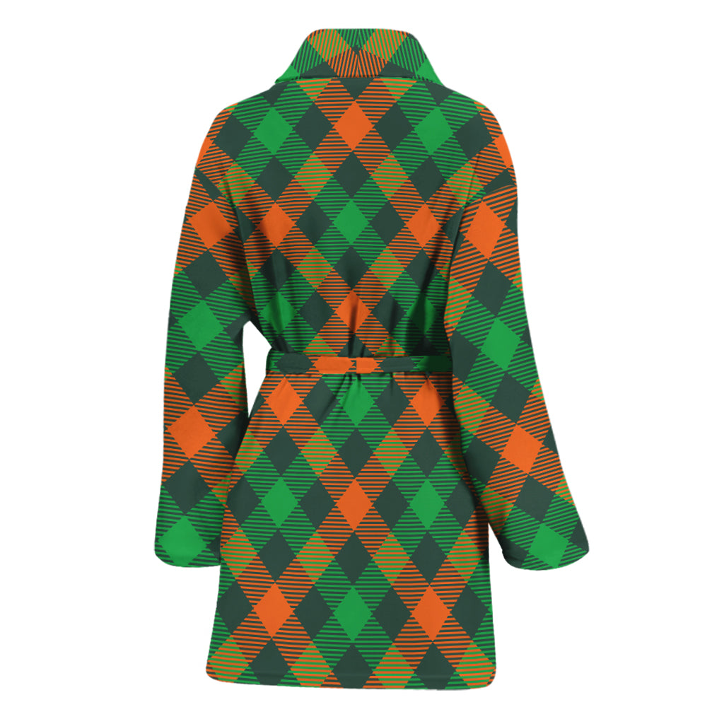 Irish Saint Patrick's Day Plaid Print Women's Bathrobe