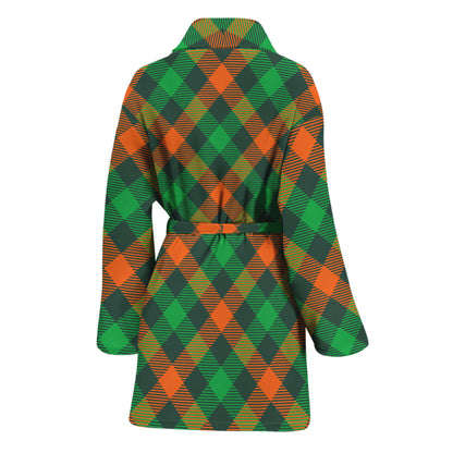 Irish Saint Patrick's Day Plaid Print Women's Bathrobe