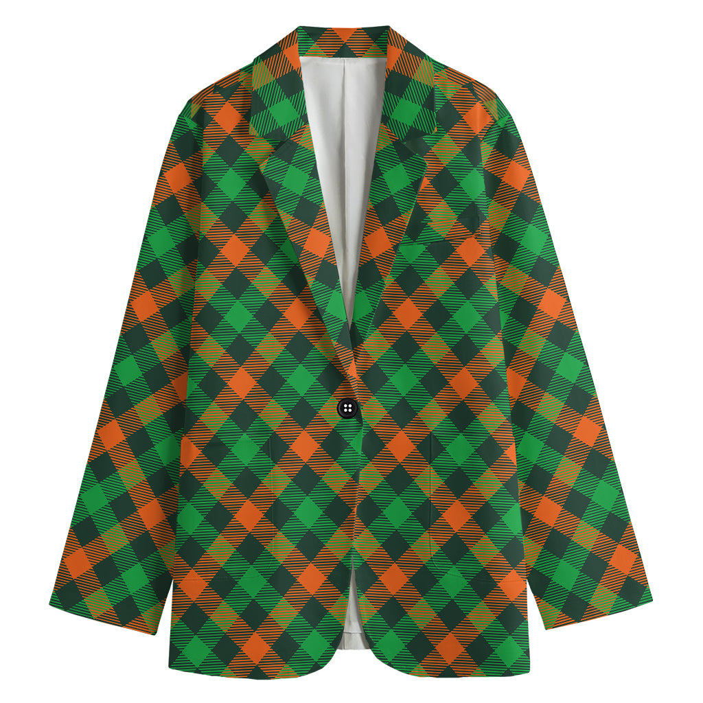 Irish Saint Patrick's Day Plaid Print Women's Blazer