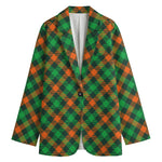 Irish Saint Patrick's Day Plaid Print Women's Cotton Blazer