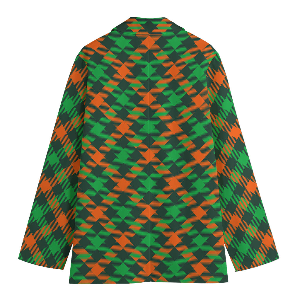 Irish Saint Patrick's Day Plaid Print Women's Cotton Blazer