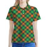 Irish Saint Patrick's Day Plaid Print Women's Polo Shirt