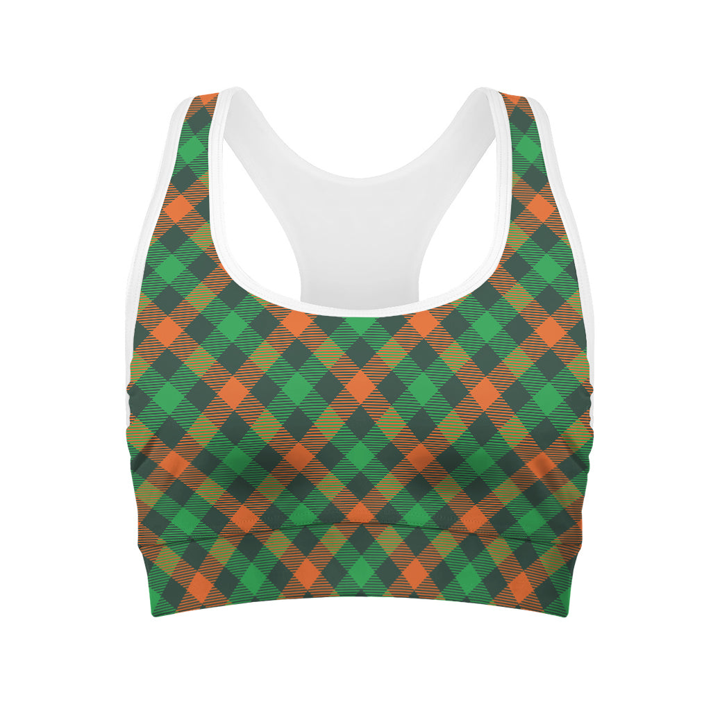 Irish Saint Patrick's Day Plaid Print Women's Sports Bra