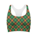 Irish Saint Patrick's Day Plaid Print Women's Sports Bra