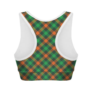 Irish Saint Patrick's Day Plaid Print Women's Sports Bra