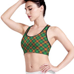 Irish Saint Patrick's Day Plaid Print Women's Sports Bra