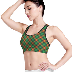 Irish Saint Patrick's Day Plaid Print Women's Sports Bra