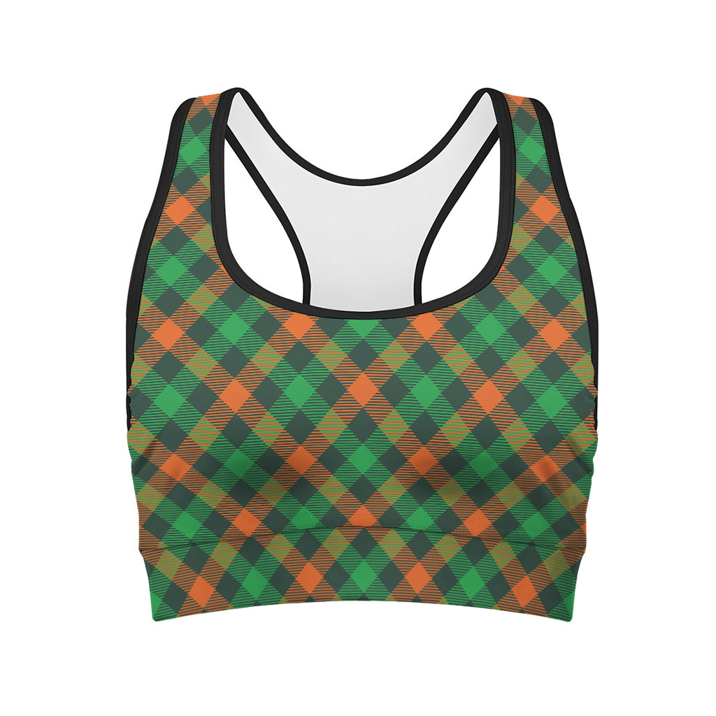 Irish Saint Patrick's Day Plaid Print Women's Sports Bra