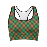 Irish Saint Patrick's Day Plaid Print Women's Sports Bra