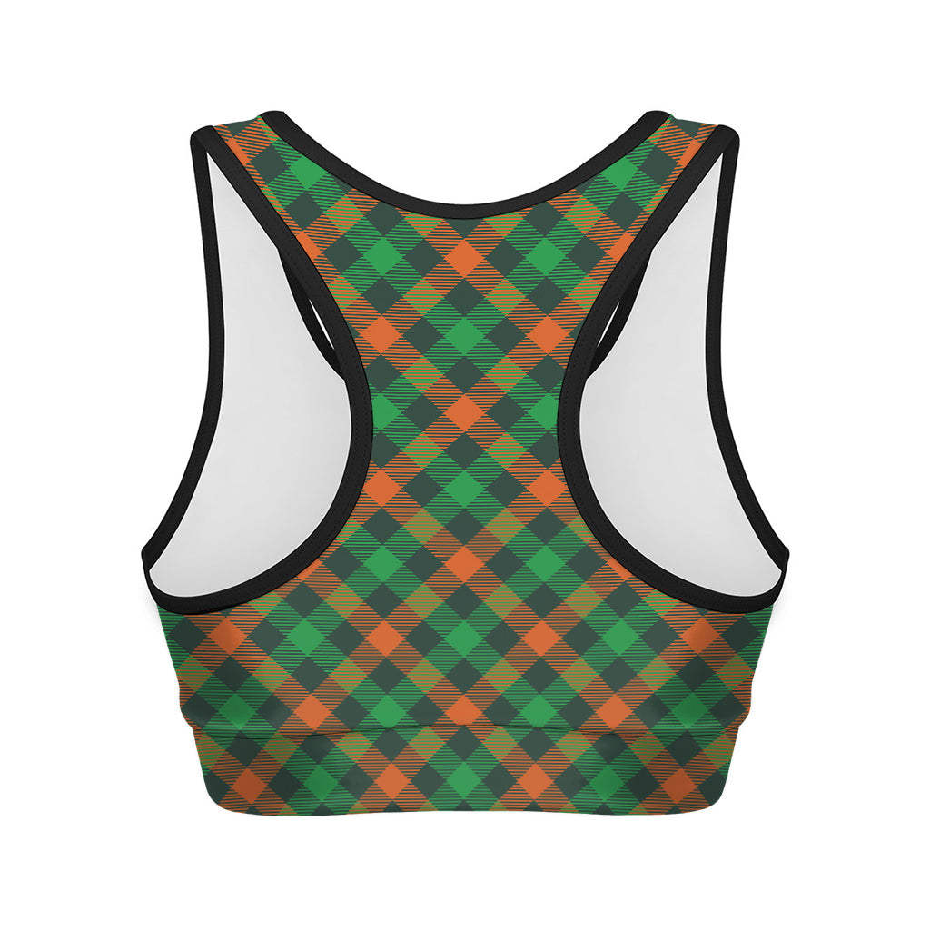 Irish Saint Patrick's Day Plaid Print Women's Sports Bra