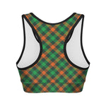 Irish Saint Patrick's Day Plaid Print Women's Sports Bra