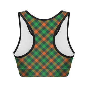 Irish Saint Patrick's Day Plaid Print Women's Sports Bra