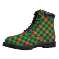 Irish Saint Patrick's Day Plaid Print Padded Collar Lace Up Boots