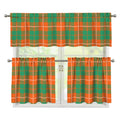 Irish Saint Patrick's Day Tartan Print 3 Piece Kitchen Curtains