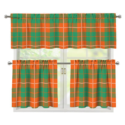 Irish Saint Patrick's Day Tartan Print 3 Piece Kitchen Curtains