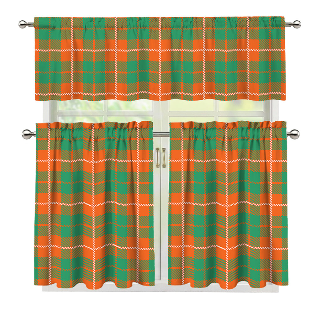 Irish Saint Patrick's Day Tartan Print 3 Piece Kitchen Curtains