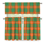 Irish Saint Patrick's Day Tartan Print 3 Piece Kitchen Curtains