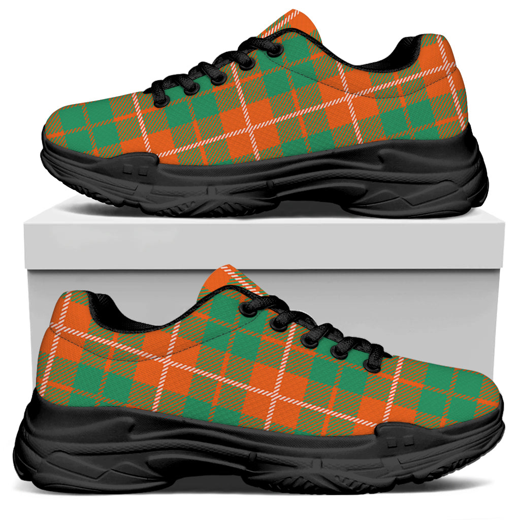 Irish Saint Patrick's Day Tartan Print Black Chunky Shoes