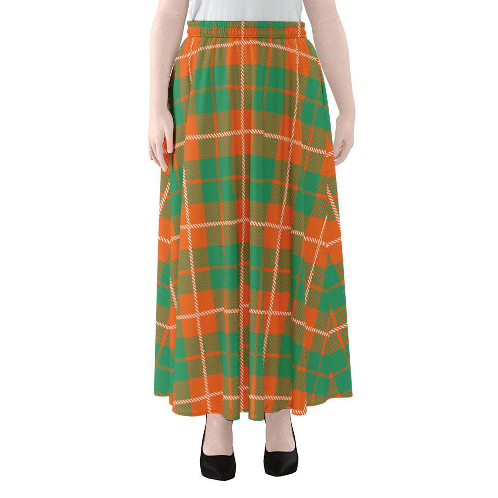 Irish Saint Patrick's Day Tartan Print Chiffon Maxi Skirt