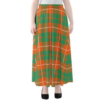 Irish Saint Patrick's Day Tartan Print Chiffon Maxi Skirt
