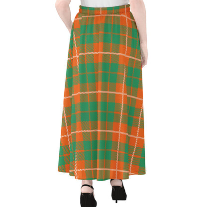 Irish Saint Patrick's Day Tartan Print Chiffon Maxi Skirt
