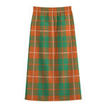 Irish Saint Patrick's Day Tartan Print Cotton Front Slit Maxi Skirt