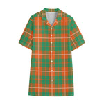 Irish Saint Patrick's Day Tartan Print Cotton Hawaiian Shirt
