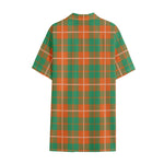 Irish Saint Patrick's Day Tartan Print Cotton Hawaiian Shirt