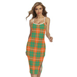 Irish Saint Patrick's Day Tartan Print Cross Back Cami Dress
