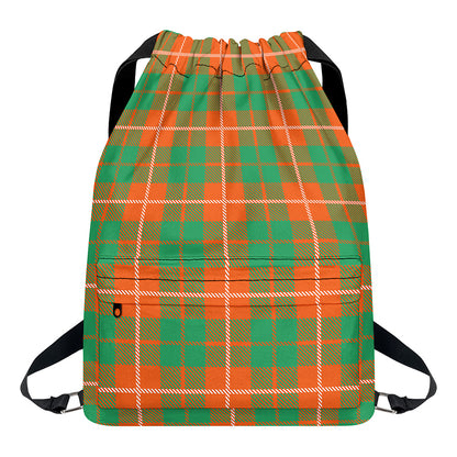 Irish Saint Patrick's Day Tartan Print Drawstring Backpack