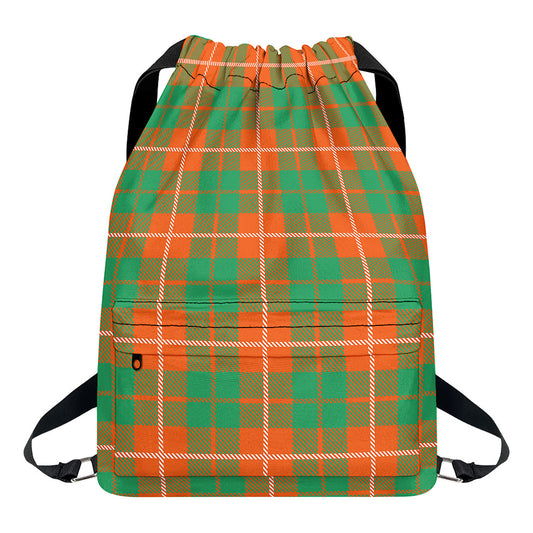 Irish Saint Patrick's Day Tartan Print Drawstring Backpack