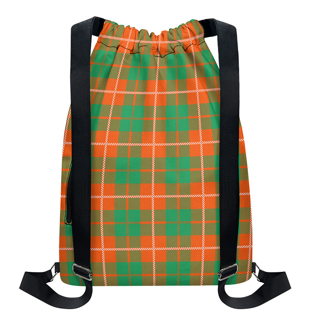 Irish Saint Patrick's Day Tartan Print Drawstring Backpack