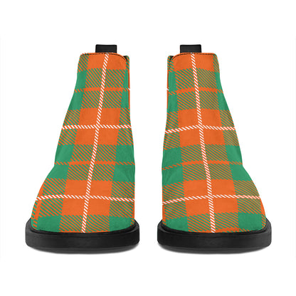 Irish Saint Patrick's Day Tartan Print Flat Ankle Boots