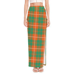 Irish Saint Patrick's Day Tartan Print High Slit Maxi Skirt