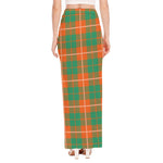 Irish Saint Patrick's Day Tartan Print High Slit Maxi Skirt