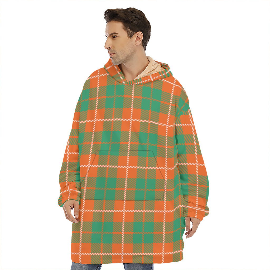 Irish Saint Patrick's Day Tartan Print Hoodie Blanket