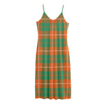 Irish Saint Patrick's Day Tartan Print Jersey Midi Cami Dress
