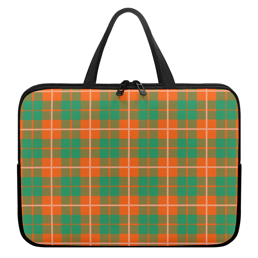 Irish Saint Patrick's Day Tartan Print Laptop Sleeve With Handle