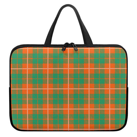 Irish Saint Patrick's Day Tartan Print Laptop Sleeve With Handle